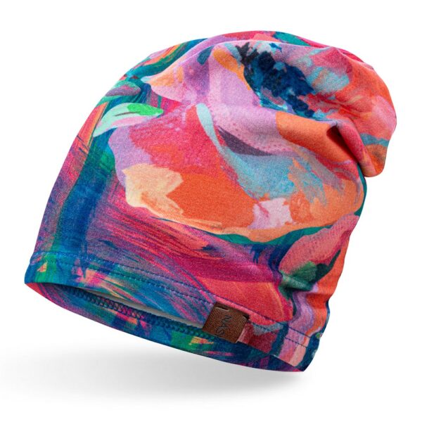 Czapka cienka bawełniana pastelowe kwiaty