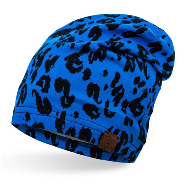 Czapka cienka bawełniana kobaltowa pantera