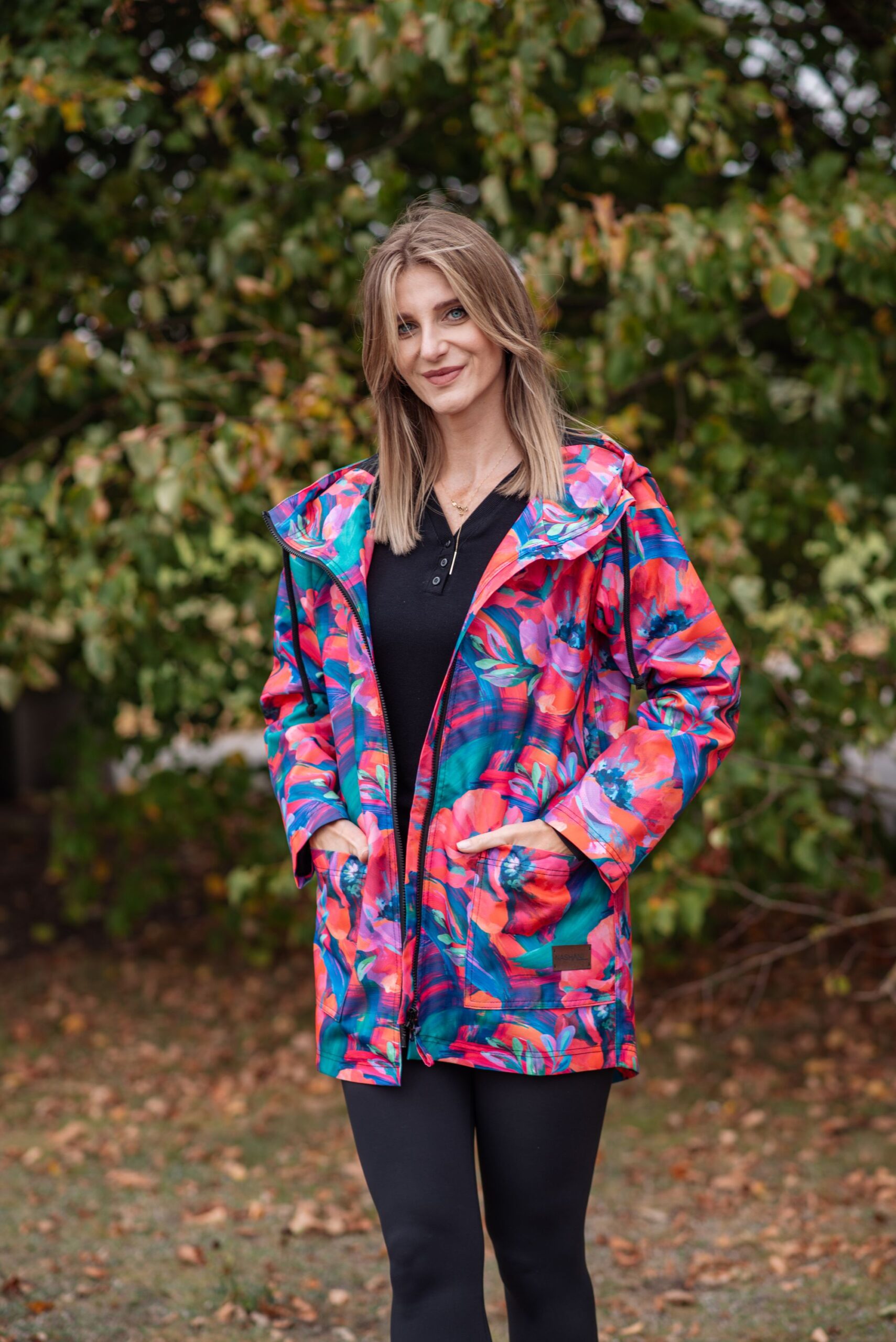 Kurtka przejściowa, pastelowe kwiaty - obrazek 8