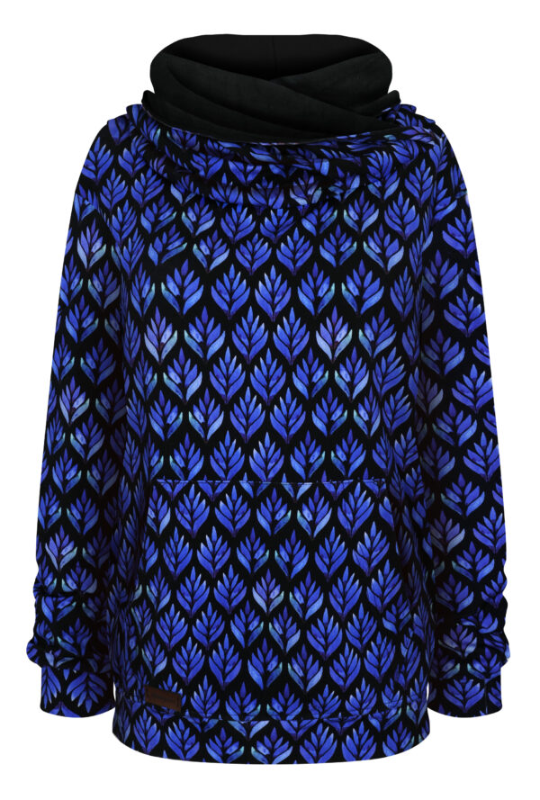 Bluza Mega Hoodi, kobaltowe liście