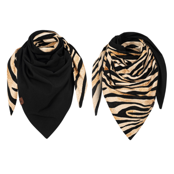 Chusta gruba duża dwustronna zebra-czarny