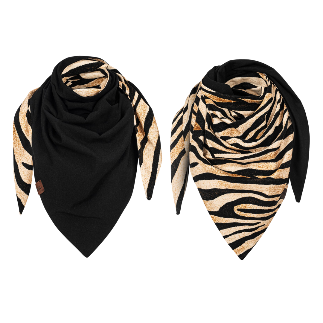 Chusta gruba duża dwustronna zebra-czarny