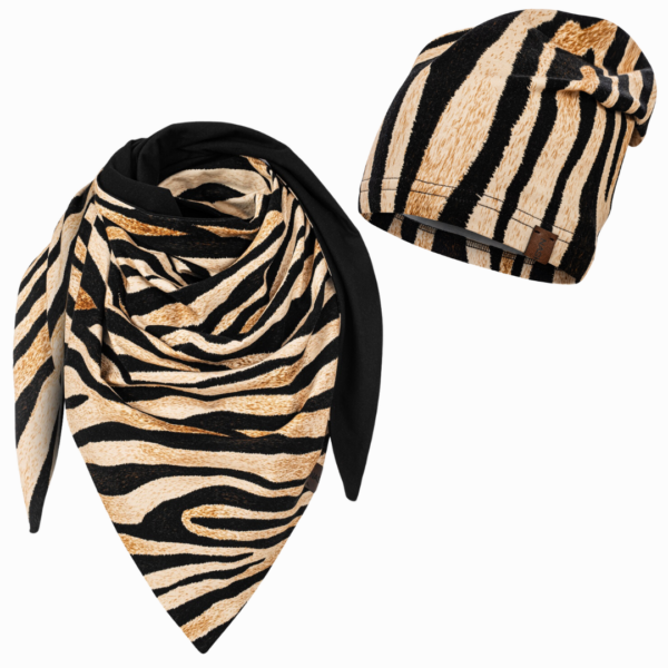 komplet cienka czapka + chusta produkt polski zebra