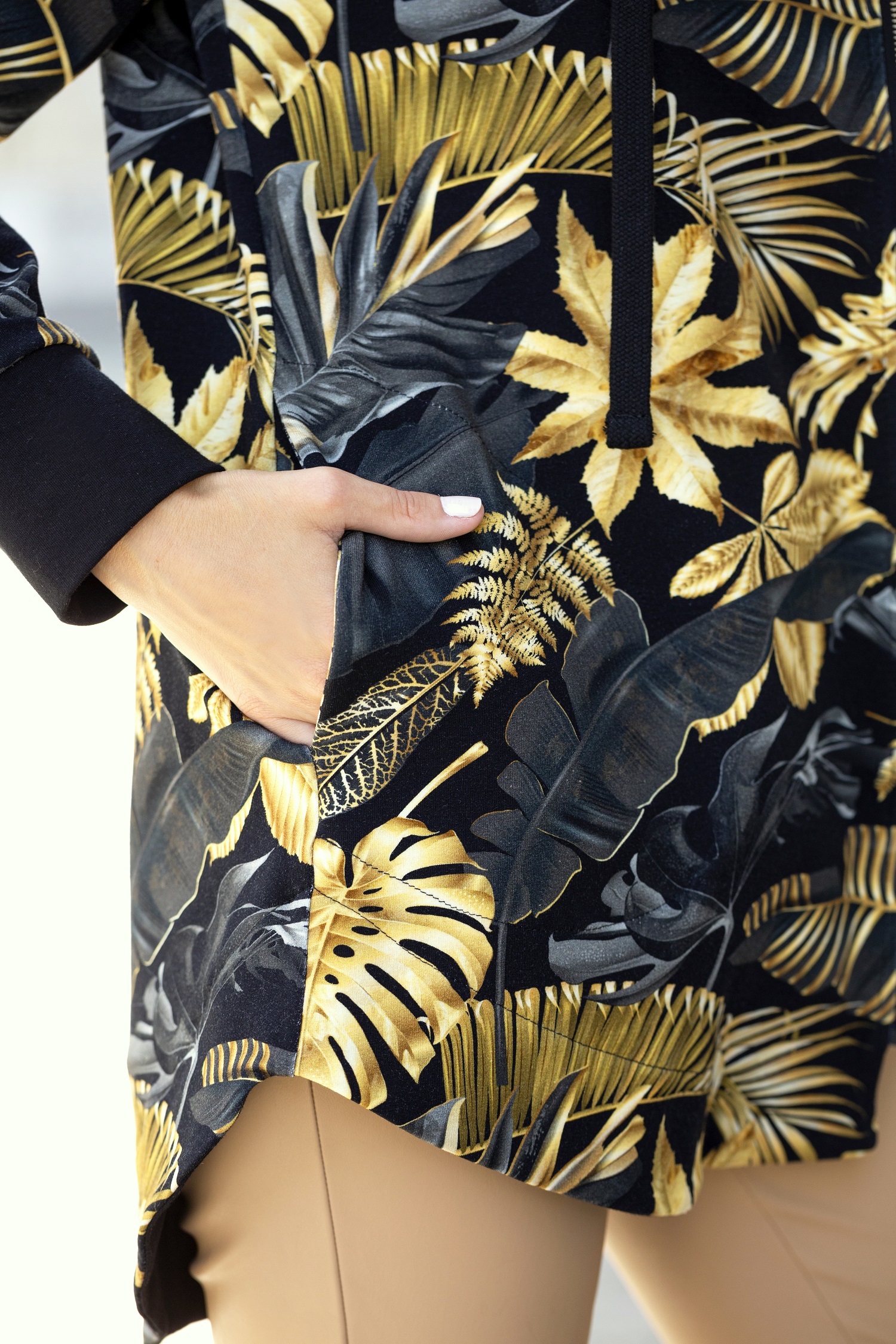 Bluza na suwak Long Back, złote liście - obrazek 8