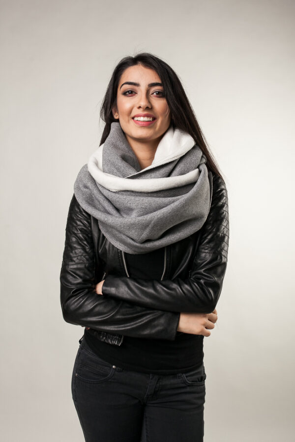 Komin gruby ciemny szary melanż