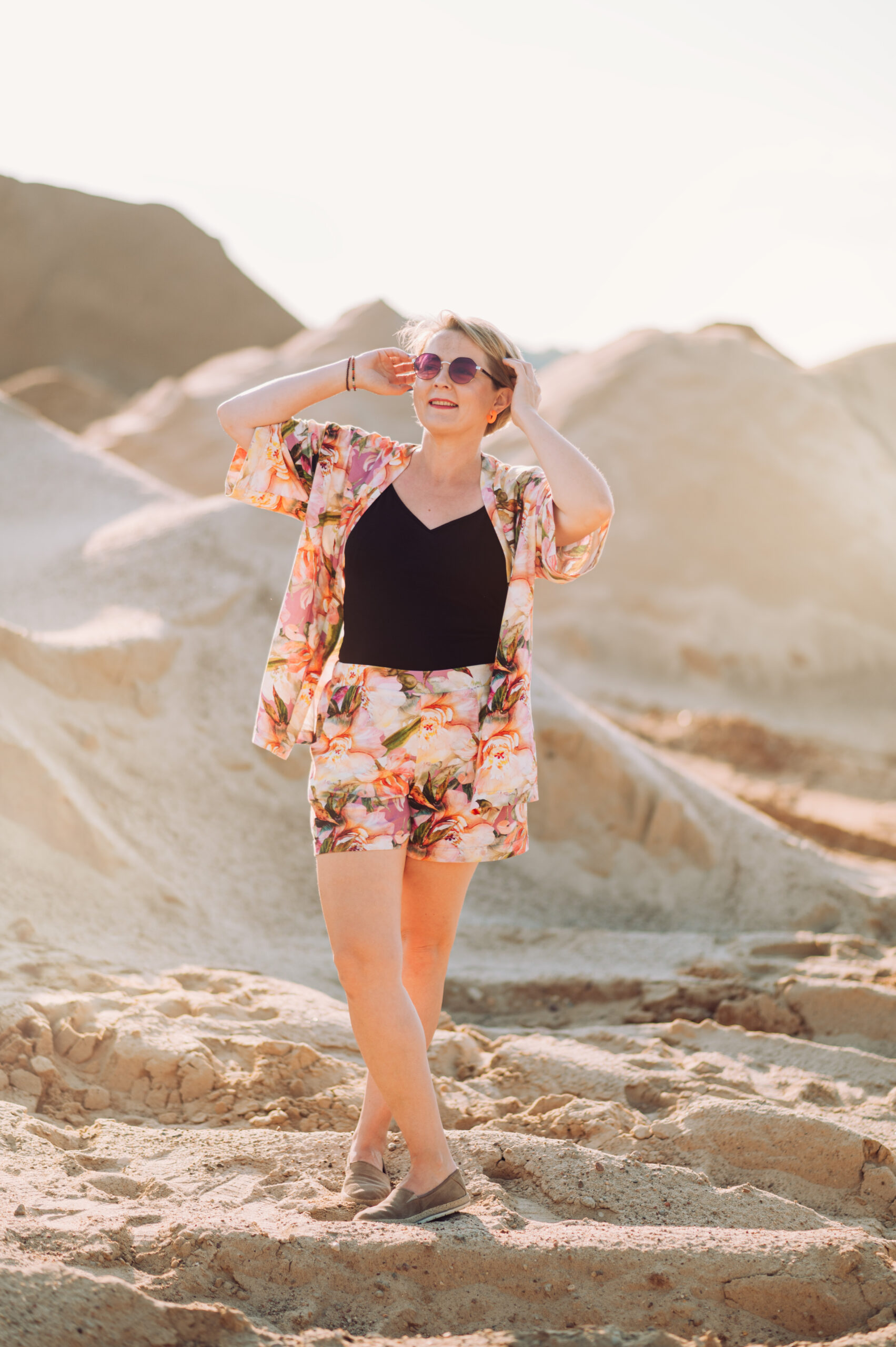 Komplet letni morelowe kwiaty 1 - obrazek 2