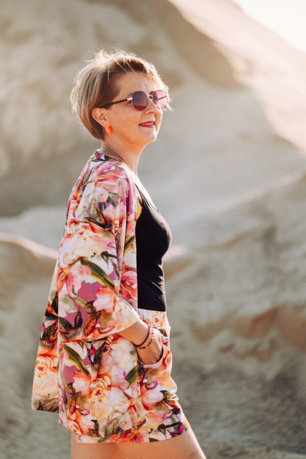 Komplet letni morelowe kwiaty 1