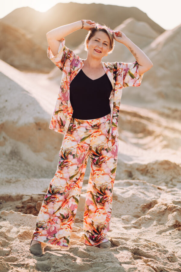 Komplet letni morelowe kwiaty 2