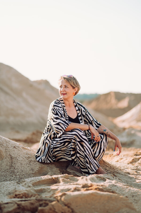 Komplet letni beżowo zebra 2