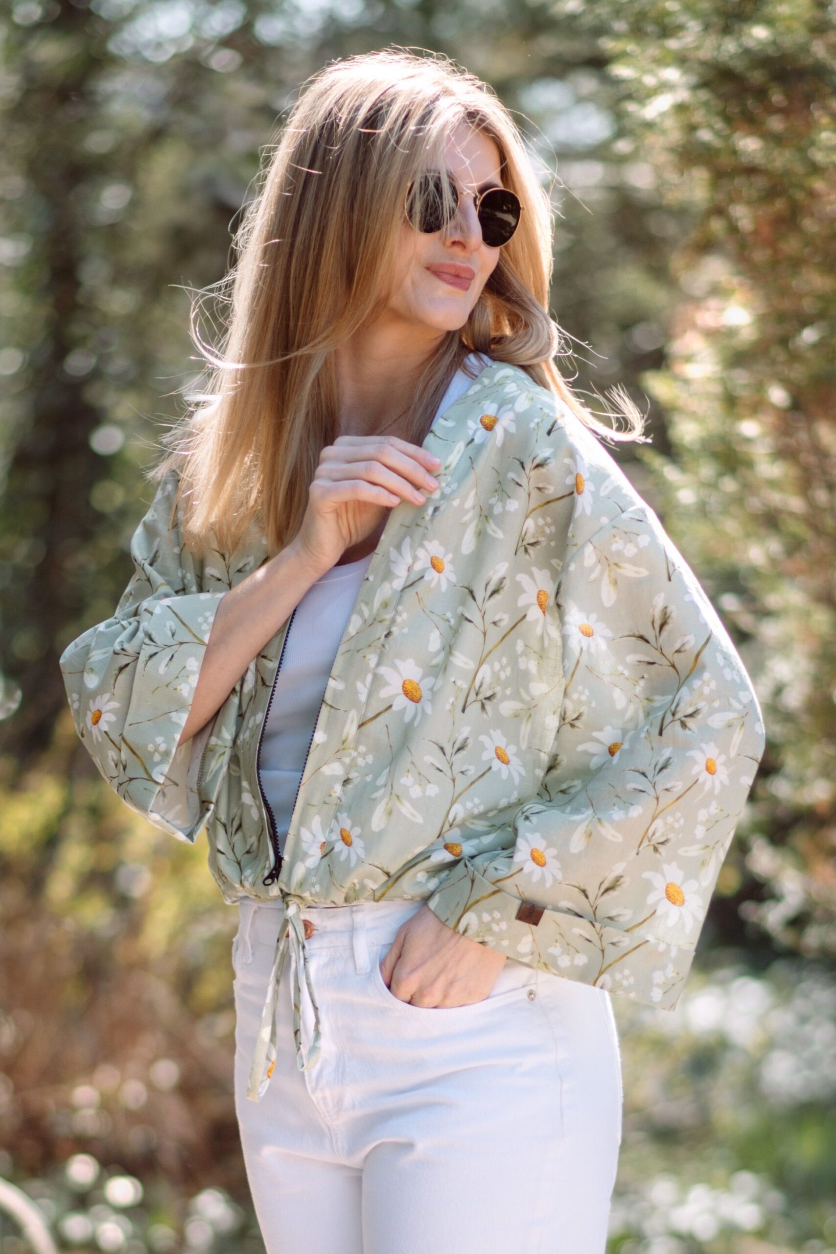 Narzutka lniana rumianki