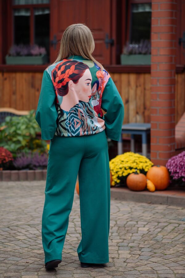 komplet women butelkowa zieleń zielony kot