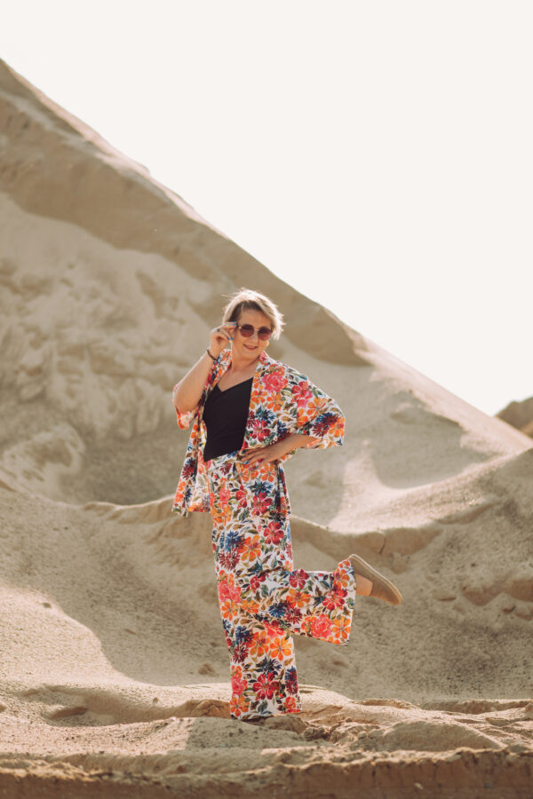 Komplet letni beżowo kwietna łąka 2