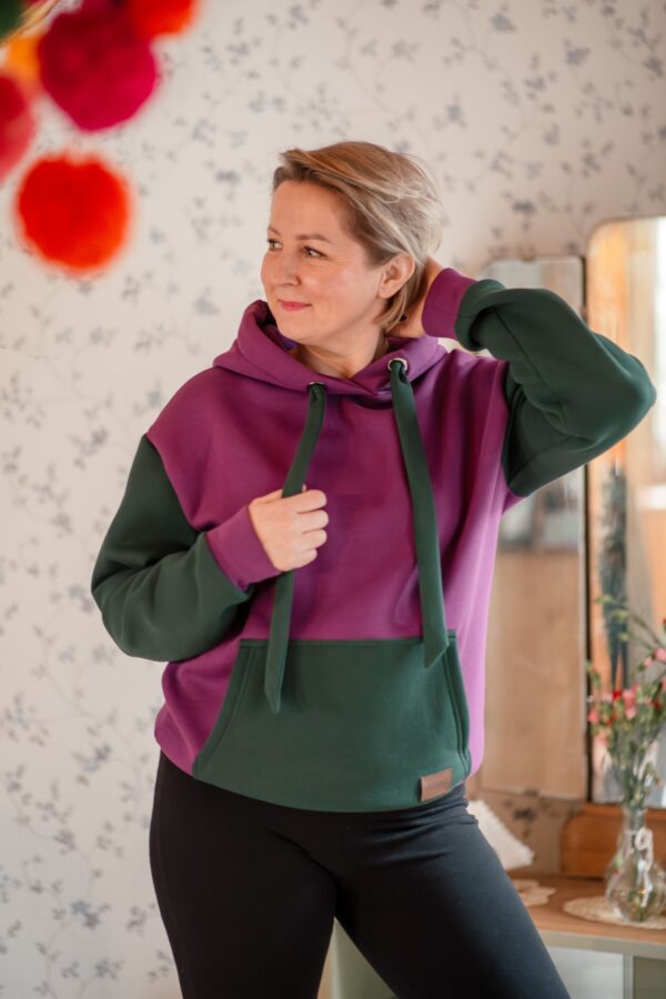 Bluza Clasic dwukolorowa fiolet/butelkowa zieleń
