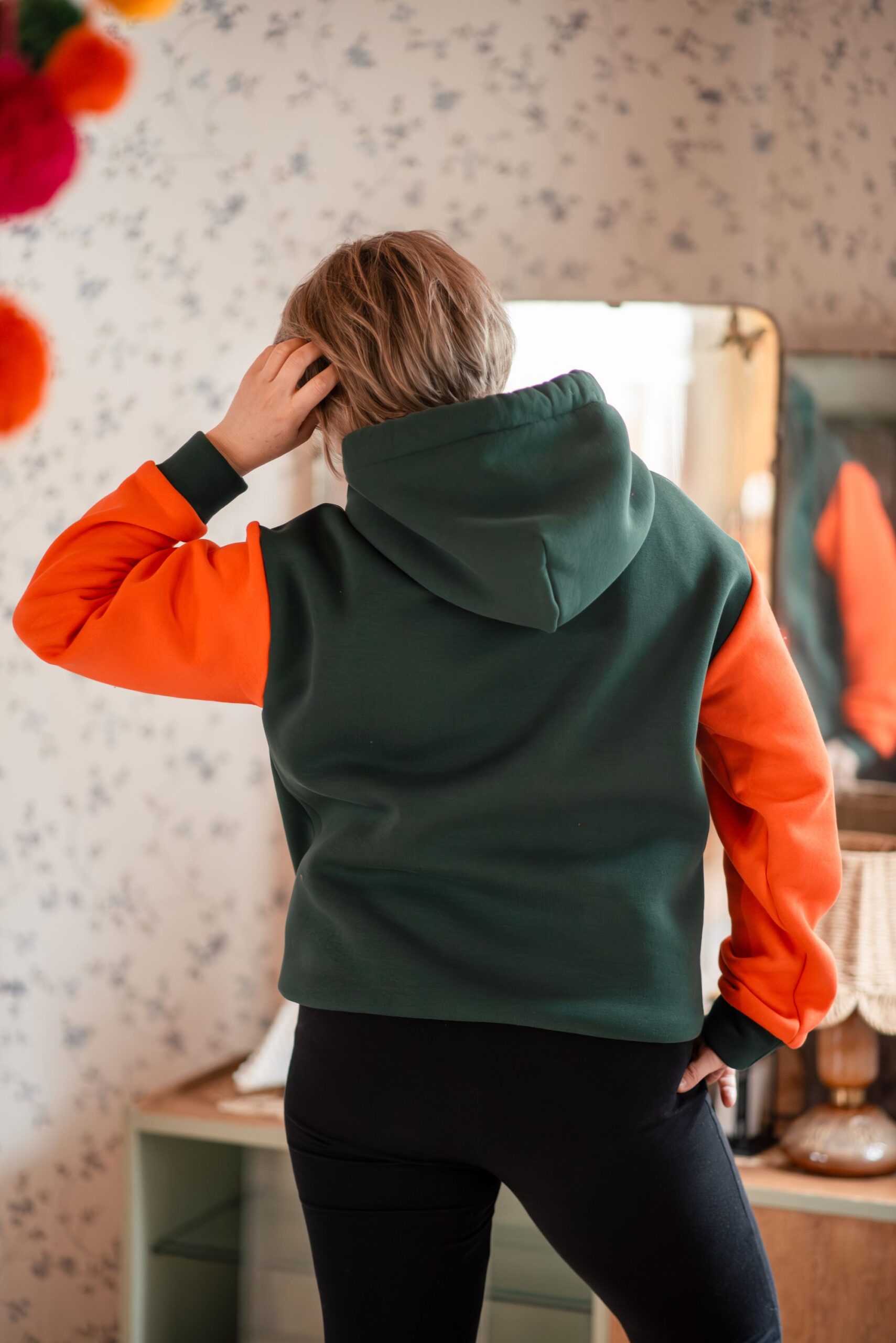 Bluza Clasic dwukolorowa butelkowa zieleń/pomarańcz - obrazek 3